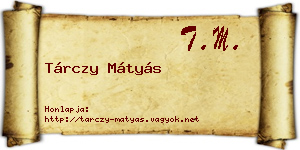 Tárczy Mátyás névjegykártya